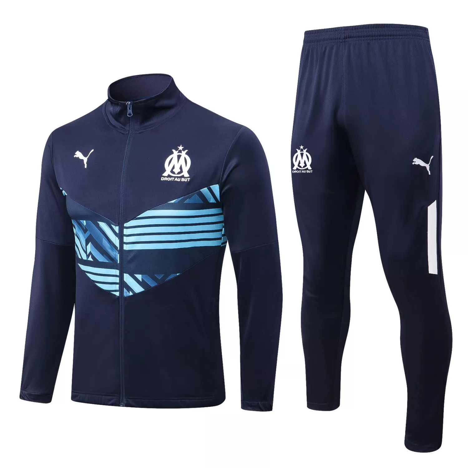Olympique Marseille 2022 23 Navy Light Blue Tracksuit 1