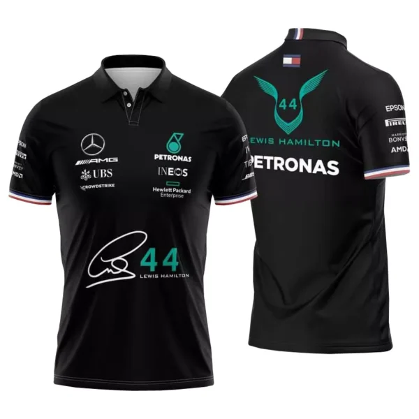 Mercedes AMG Petronas Team F1 Mercedes 2022 Black Hamilton Polo 1