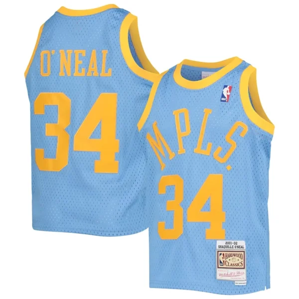 los angeles lakers light blue yellow mpls edition oneal bryant vintage