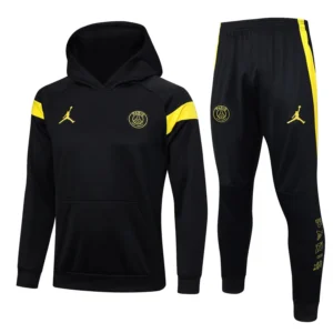 psg black yellow jordan hoodie training suit