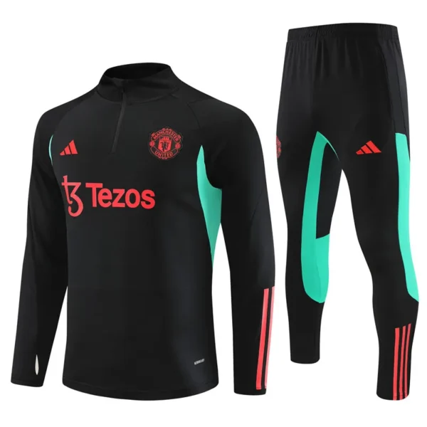 manchester united black red green training suit