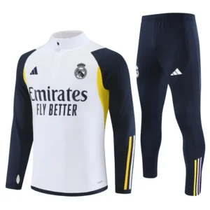 real madrid white navy yellow training suit