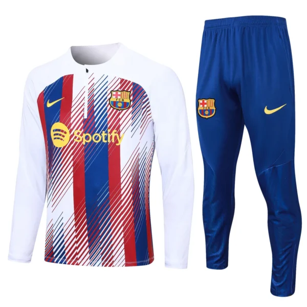 barcelona fc white blue yellow pregame training suit