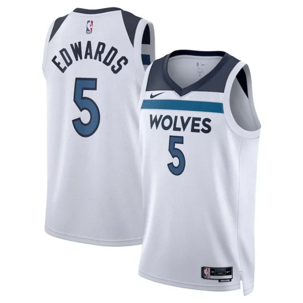minnesota timberwolves white icon edwards; towns; anderson; russell; rose
