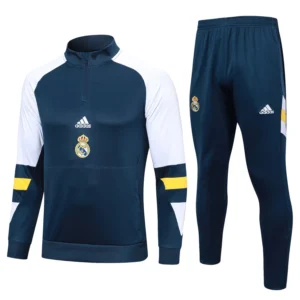 real madrid navy white training suit