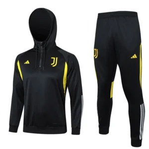 juventus fc black yellow hoodie training suit