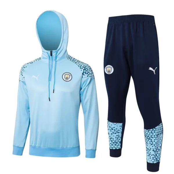 manchester city navy light blue hoodie training suit