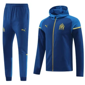 olympique marseille navy blue gold hoodie tracksuit