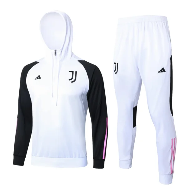 juventus fc white black pink hoodie kid training suit