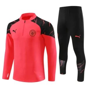 manchester city red black kid training suit
