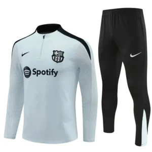 barcelona fc light grey black kid training suit