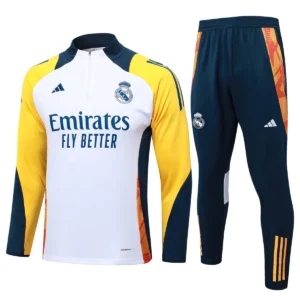 real madrid white yellow navy training suit
