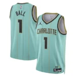 charlotte hornets 2024 25 light green city edition ball jersey 100.webp