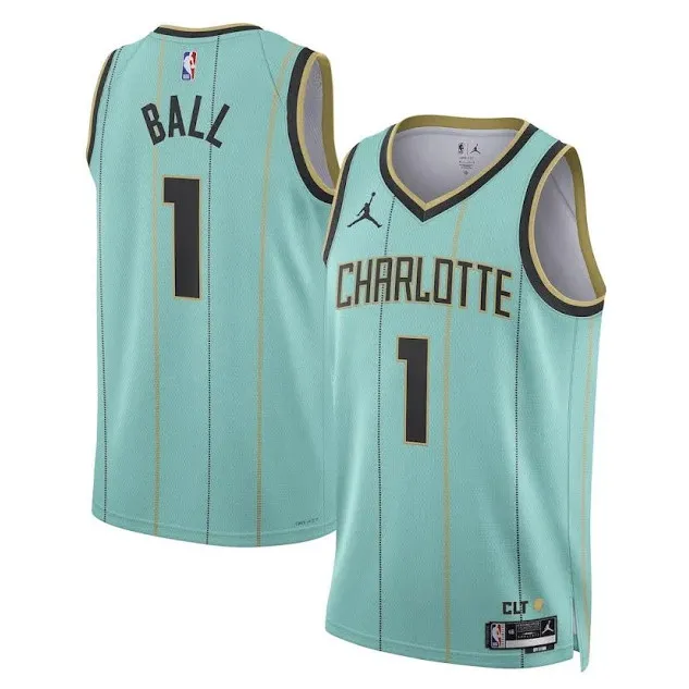 charlotte hornets 2024 25 light green city edition ball jersey 100.webp