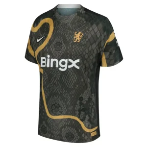 chelsea fc 2025 black gold snake special edition jersey 100.webp