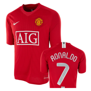 manchester united 2007 08 home ronaldo retro jersey 100.png