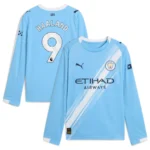 Manchester City 2025-26 Home Jersey Haaland, Long Sleeve