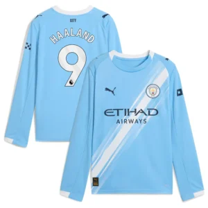 Manchester City 2025-26 Home Jersey Haaland, Long Sleeve