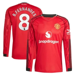 Manchester United 2025-26 Home Jersey Bruno Fernandes, Long Sleeve