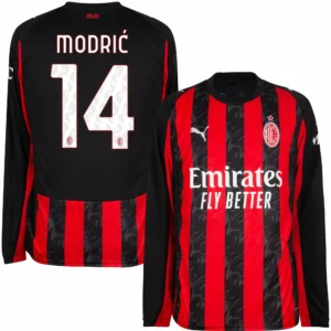 Milan AC 2025-26 Home Jersey Modric, Long Sleeve