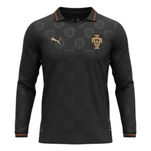 Portugal 2026 Black Gold Pantera Negra Eusebio Jersey, Long Sleeve Special Edition